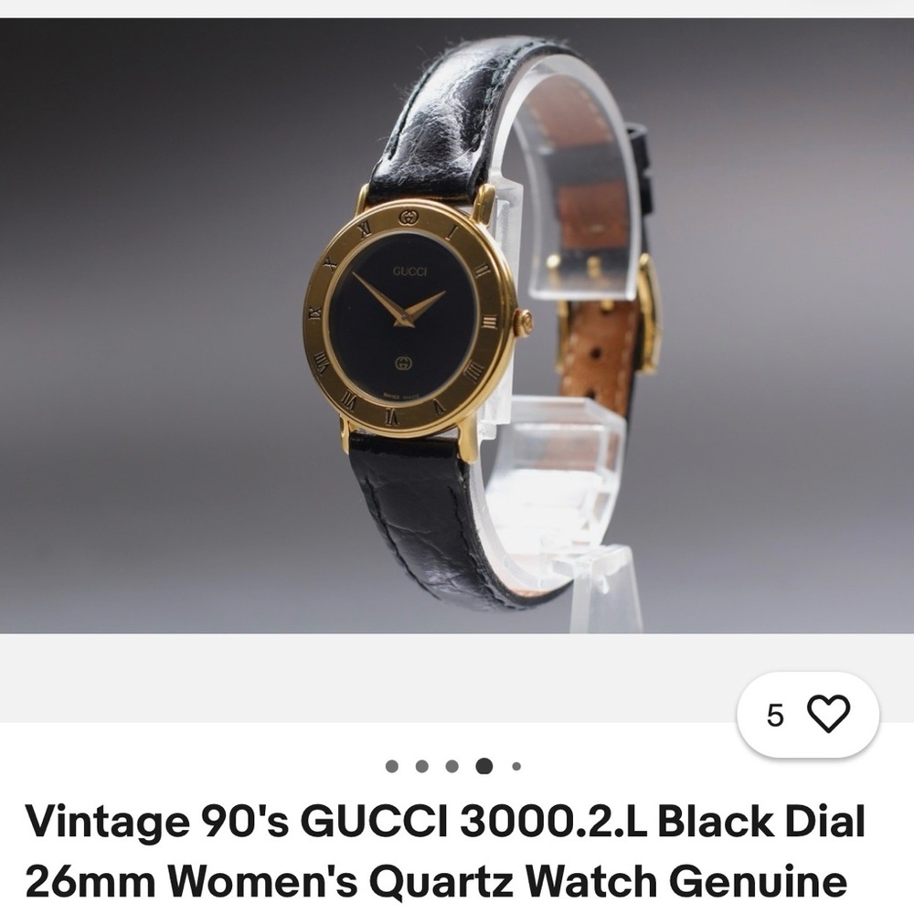 Women's Black and Gold Leather Watch